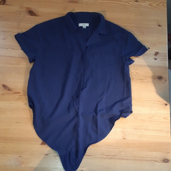 Tie front navy Halston button up - Picture 2 of 4